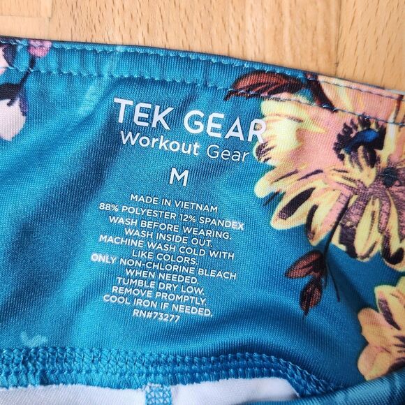 Tek Gear Teal floral leggings, Medium - Picture 3 of 5